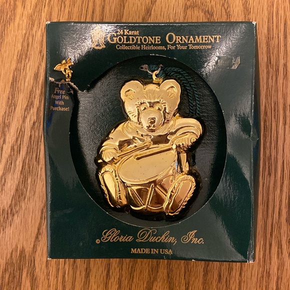 Golden Drummer Bear Ornament - Picture 2 of 5